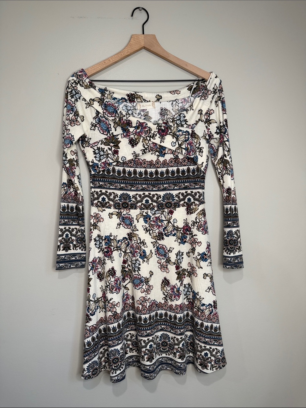 Altar'd State boho mini dress off-the-shoulder neckline Medium
